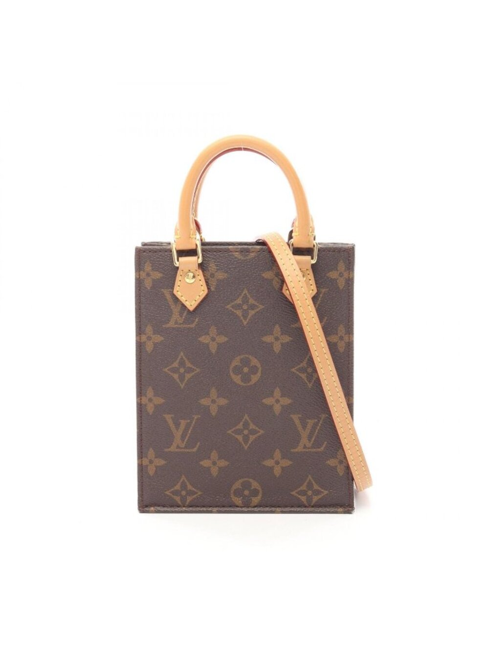 Louis Vuitton Handbag Sac Plat Monogram 2-Way Canvas Leather Petite